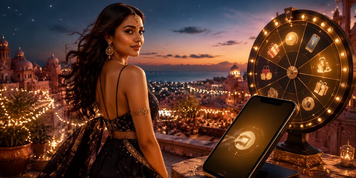 Night market scene near Jaipur with roulette game